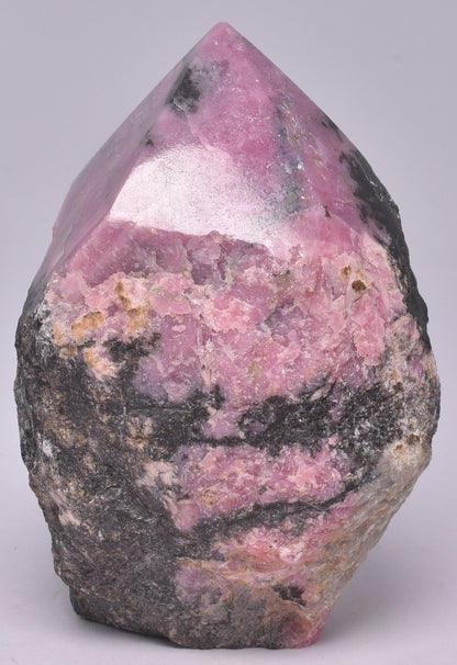 RHODONITE 6 SIDED CARVED POINT P644