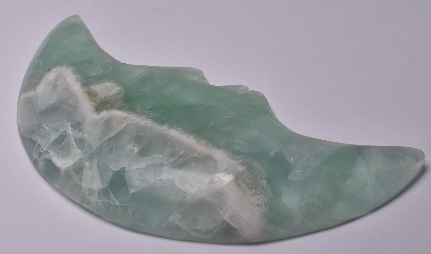 FLUORITE CRESCENT MOON CARVING P649