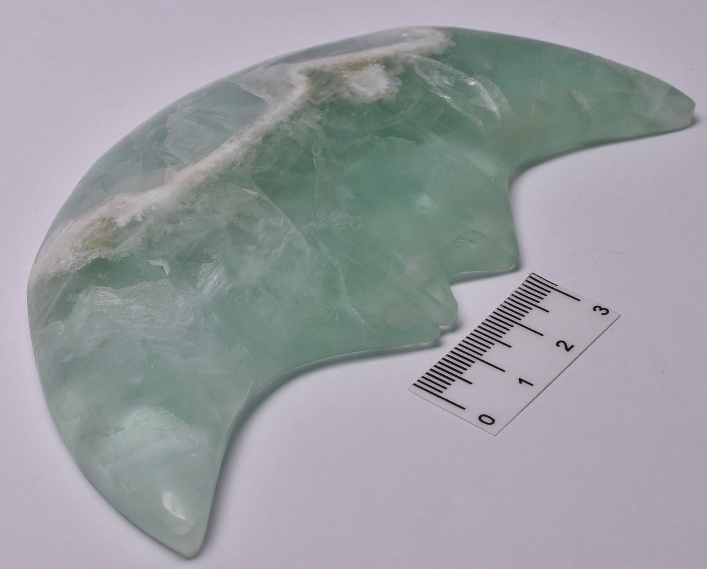 FLUORITE CRESCENT MOON CARVING P649