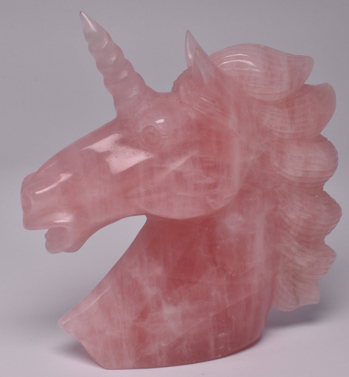 ROSE QUARTZ CRYSTAL UNICORN CARVING 12 cm P986