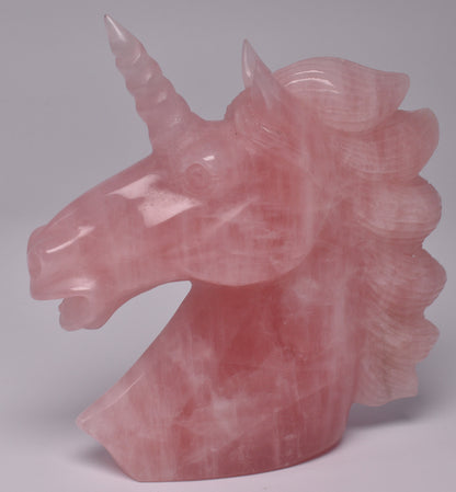 ROSE QUARTZ CRYSTAL UNICORN CARVING 12 cm P986