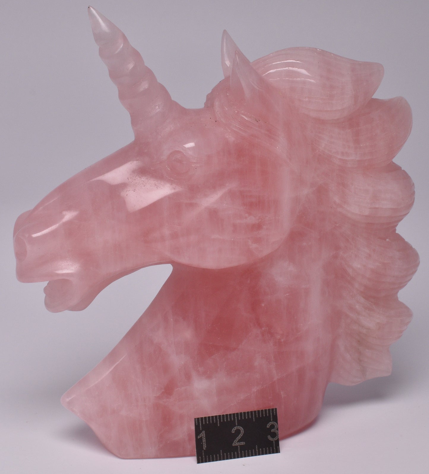 ROSE QUARTZ CRYSTAL UNICORN CARVING 12 cm P986