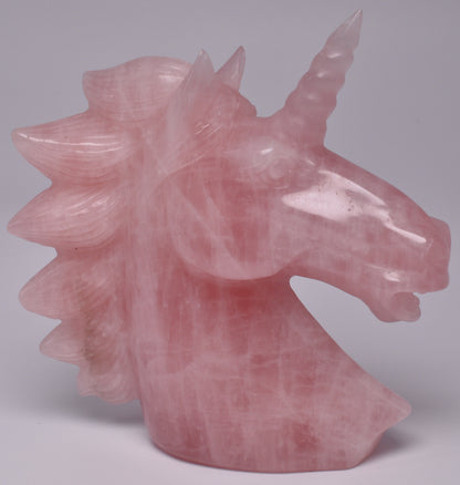 ROSE QUARTZ CRYSTAL UNICORN CARVING 12 cm P986