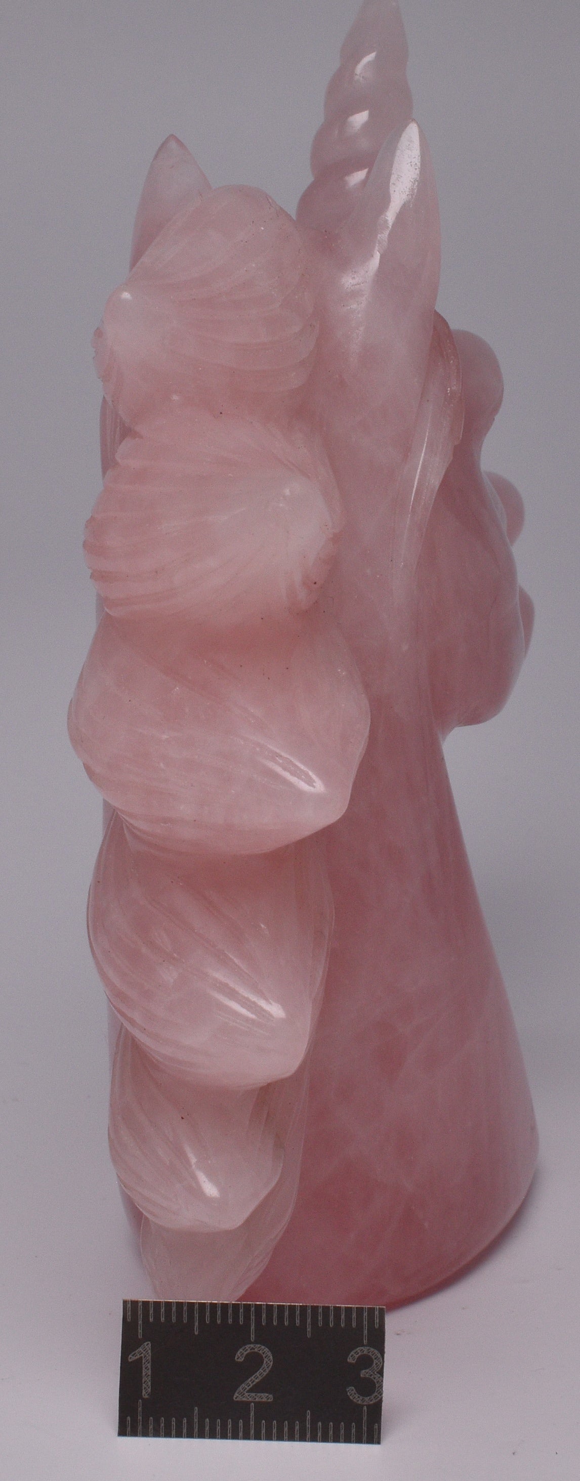 ROSE QUARTZ CRYSTAL UNICORN CARVING 12 cm P986