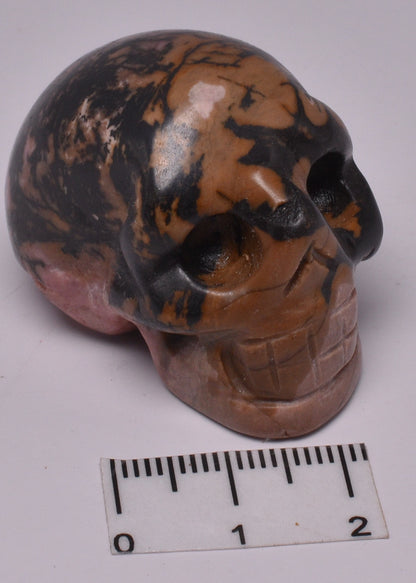 CRYSTAL RHODONITE CARVED SKULL P370