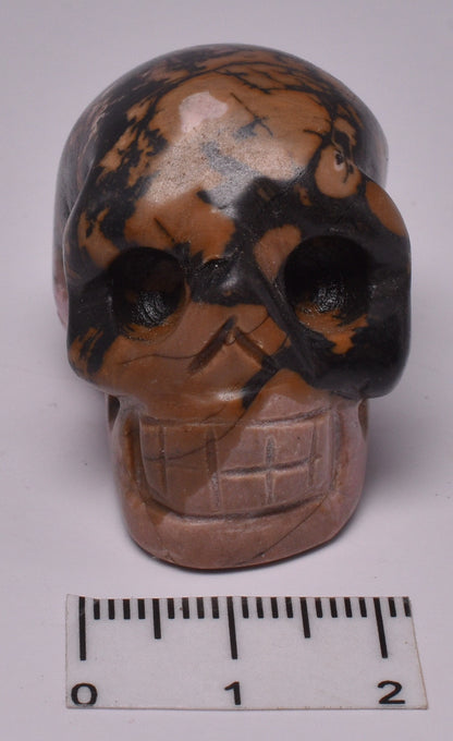 CRYSTAL RHODONITE CARVED SKULL P370