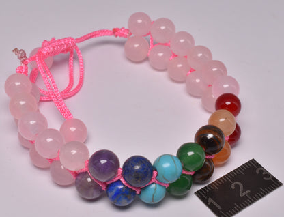 CHAKRA and ROSE QUARTZ BEADED BRACELET J191