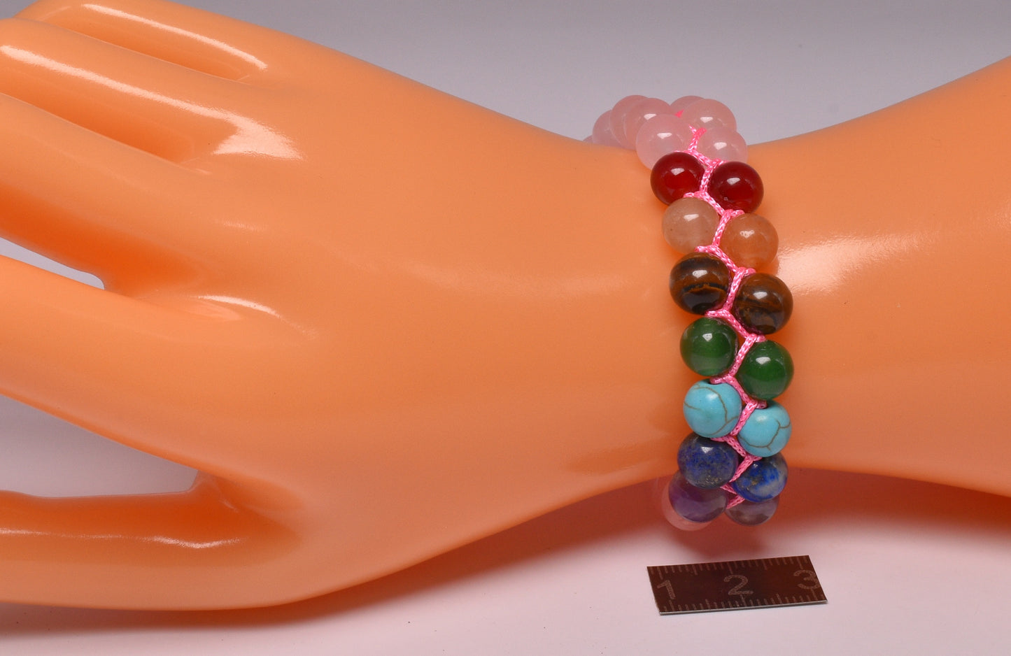 CHAKRA and ROSE QUARTZ BEADED BRACELET J191