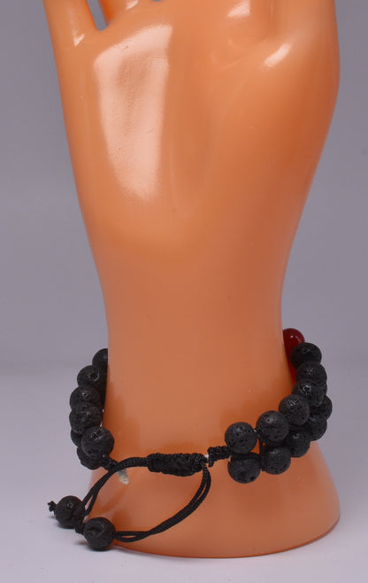 CHAKRA and LAVA STONE BEADED BRACELET J192