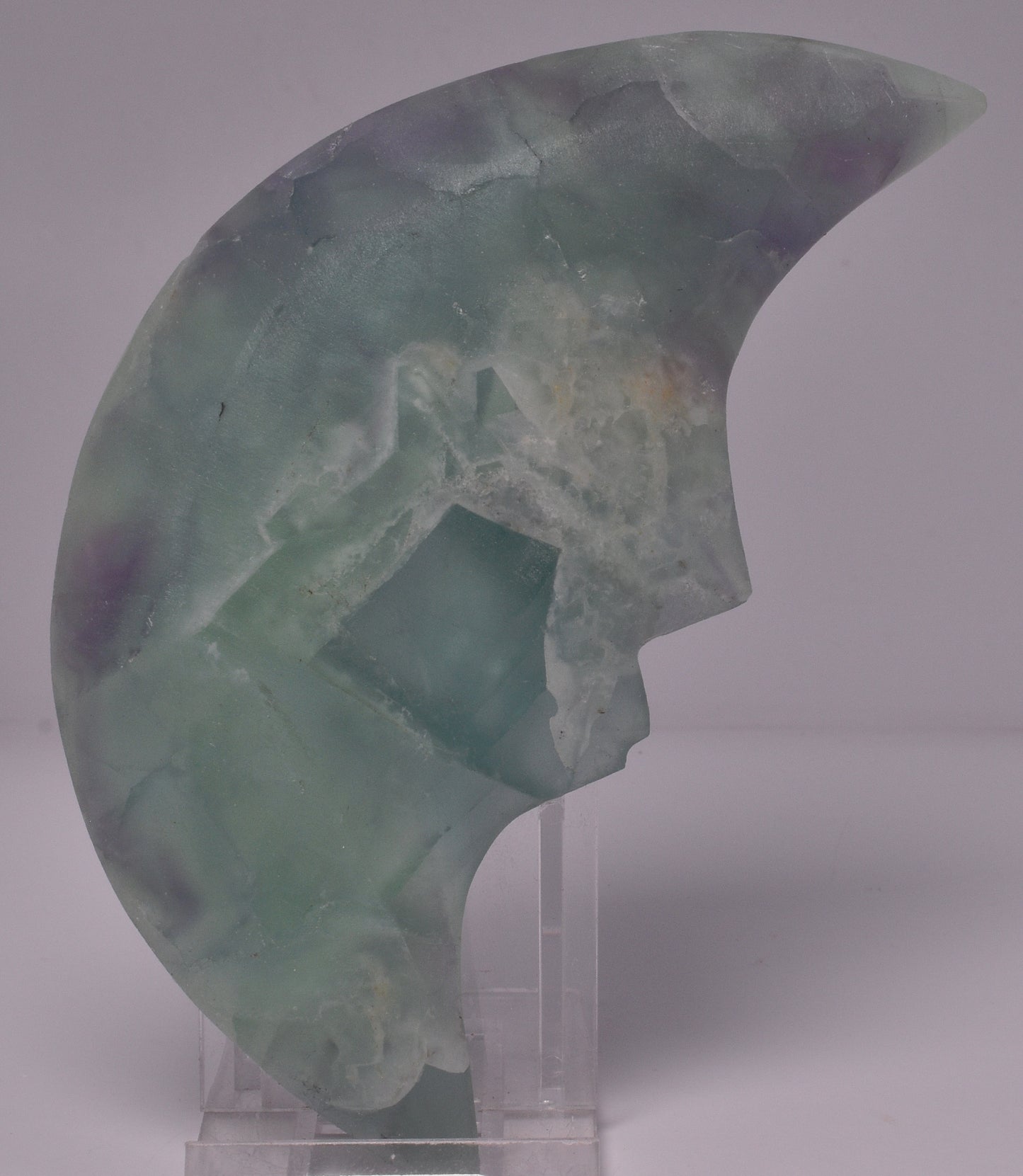 FLUORITE CRESCENT MOON CARVING P893