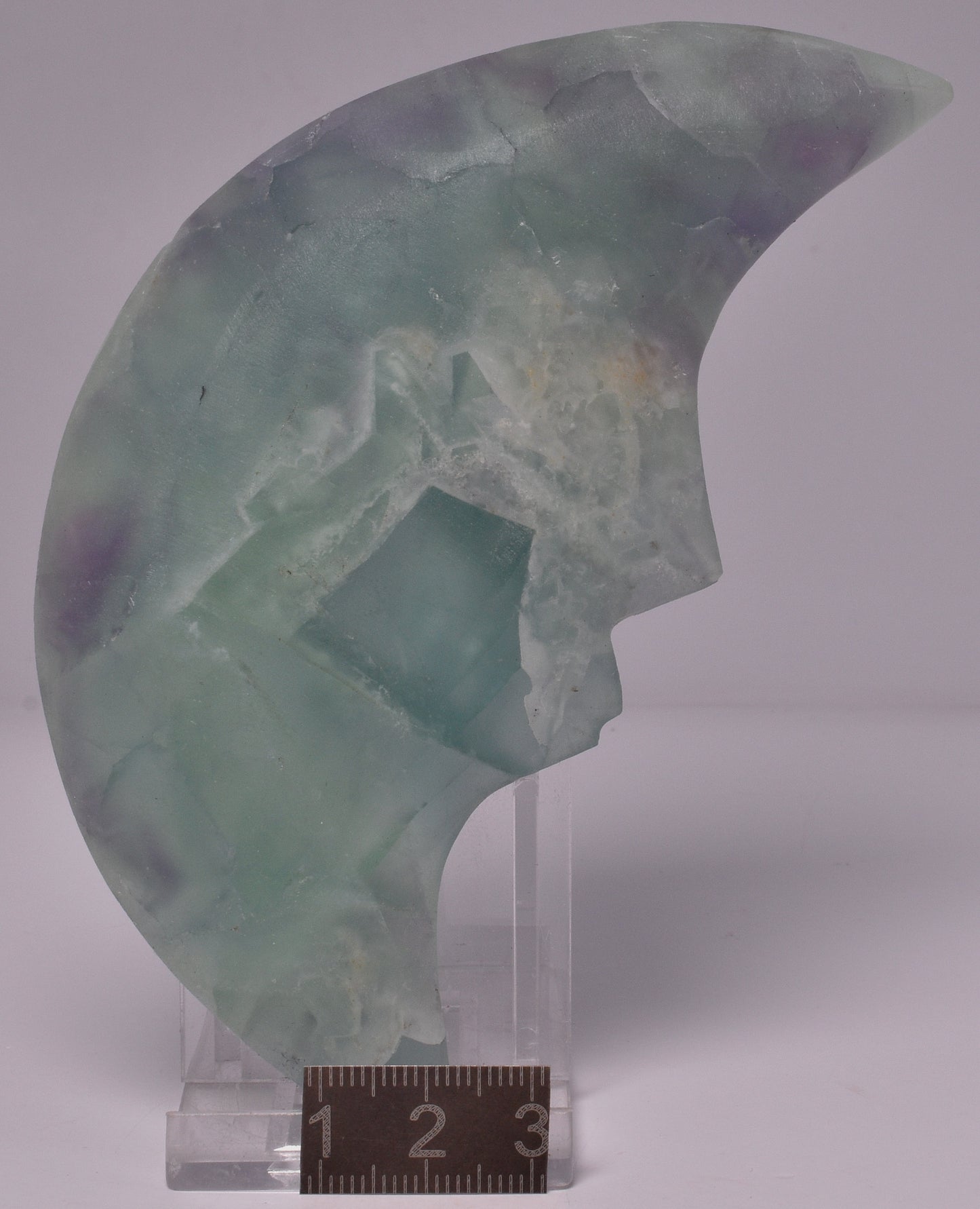 FLUORITE CRESCENT MOON CARVING P893