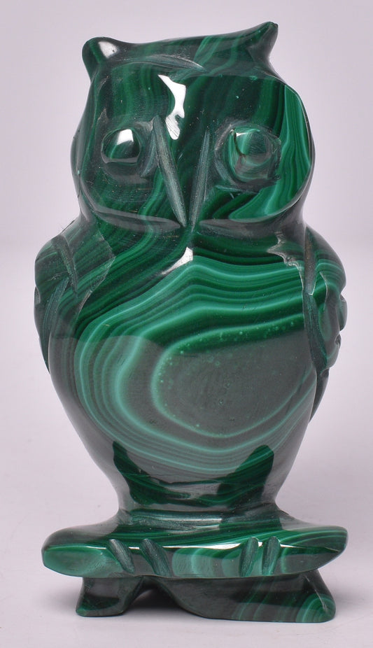 MALACHITE CRYSTAL OWL CARVING 7.5 cm P814