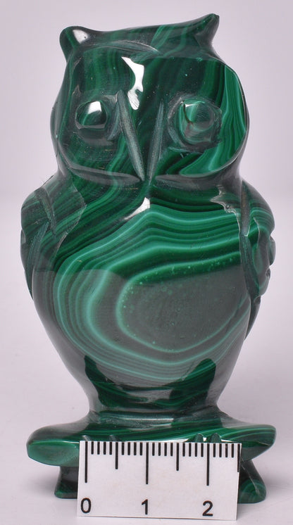 MALACHITE CRYSTAL OWL CARVING 7.5 cm P814