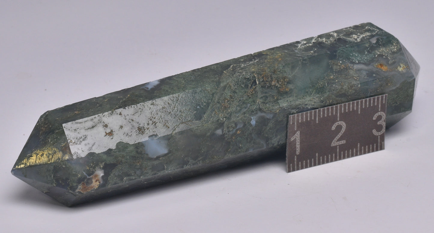 MOSS AGATE DOUBLE POINT WAND P613