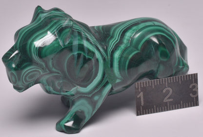 MALACHITE CRYSTAL LION CARVING P1049