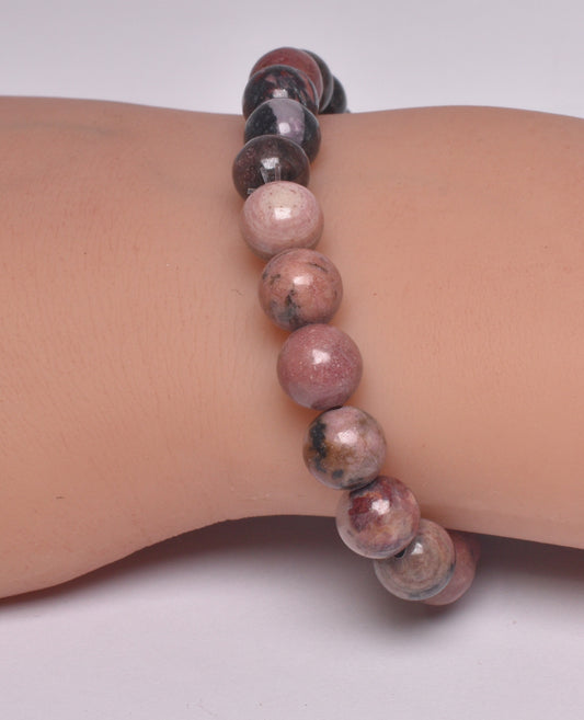 RHODONITE POLISHED CRYSTAL BRACELET J258