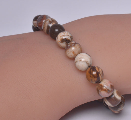 PEANUT WOOD POLISHED CRYSTAL BRACELET J265