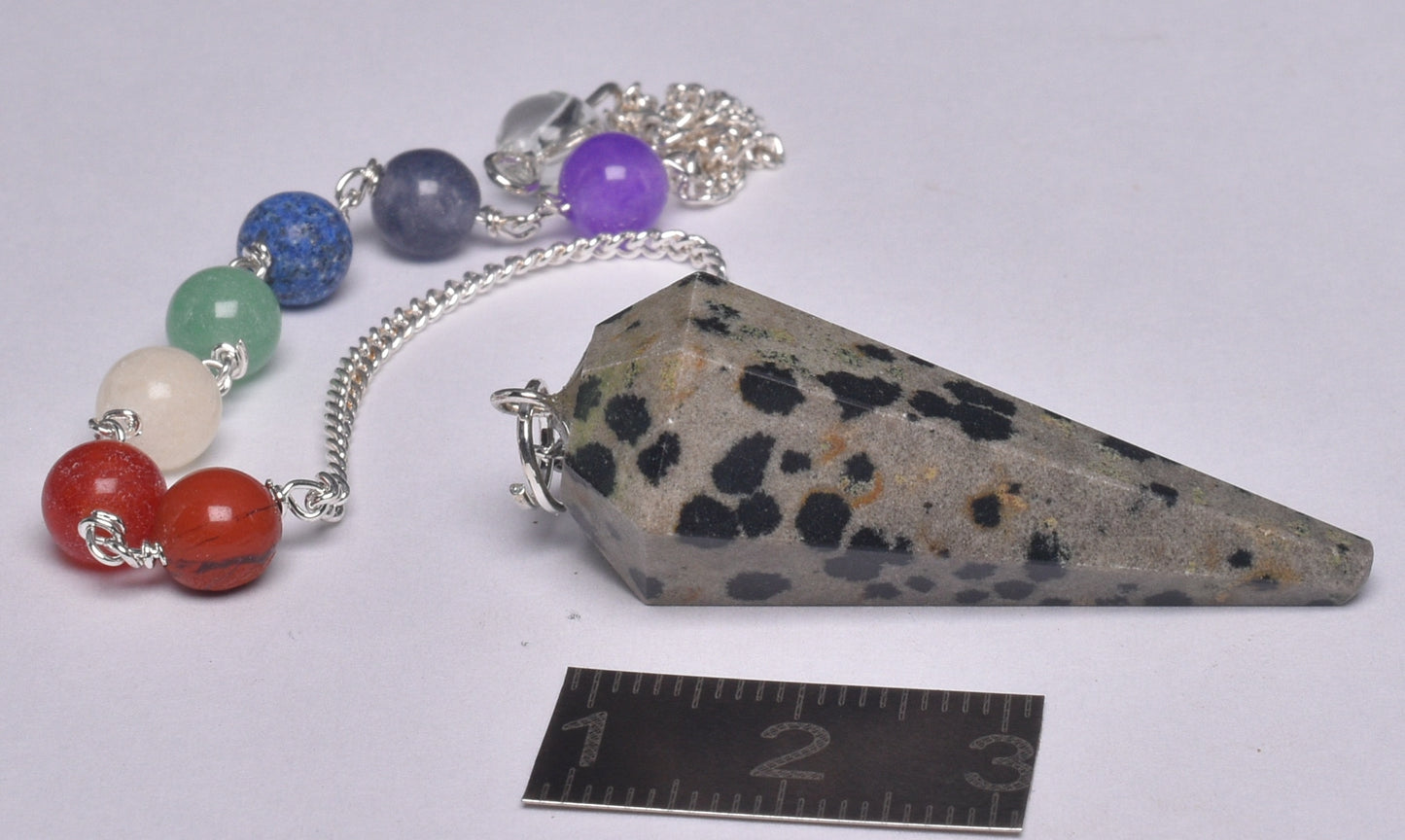 CHAKRA CRYSTAL DALMATION JASPER PENDULUM P1083