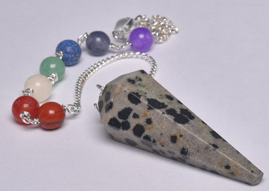 CHAKRA CRYSTAL DALMATION JASPER PENDULUM P1083