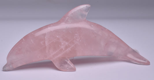 ROSE QUARTZ CARVED POLISHED DOLPHIN P760