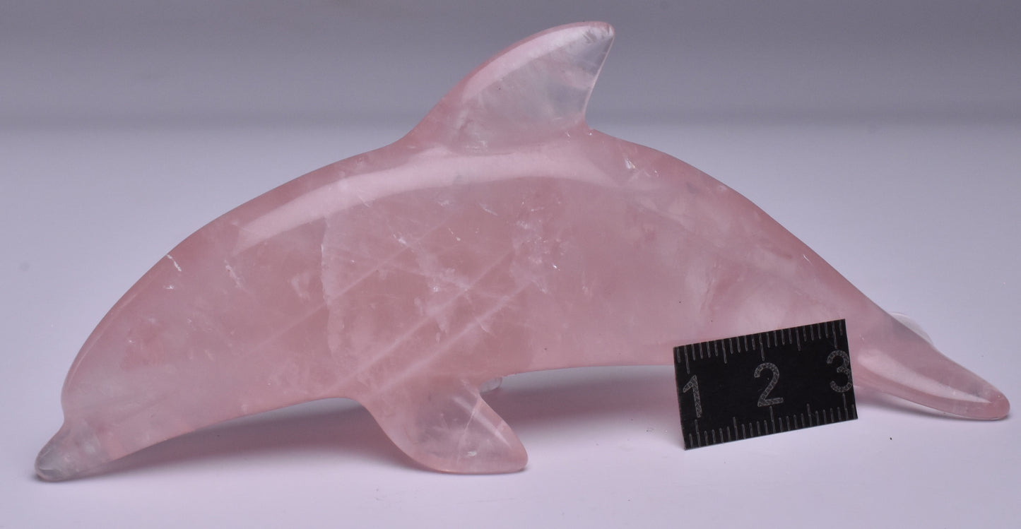 ROSE QUARTZ CARVED POLISHED DOLPHIN P760