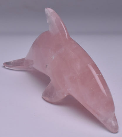 ROSE QUARTZ CARVED POLISHED DOLPHIN P760