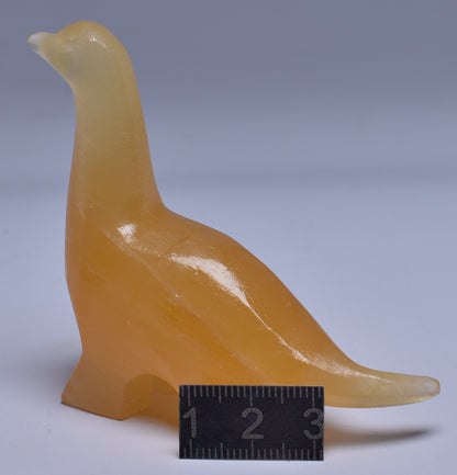 ORANGE CALCITE CRYSTAL DINOSAUR CARVING P512