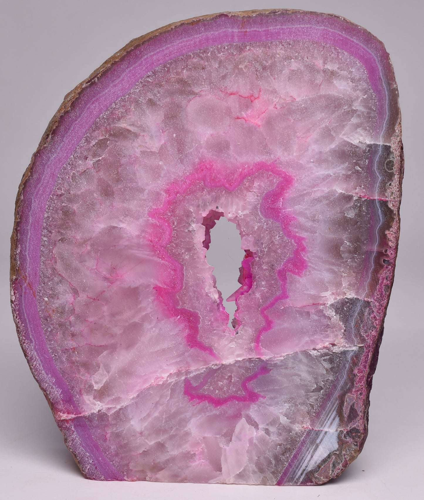 Agate, Dyed, Polished Geode Sliced from Brazil P328