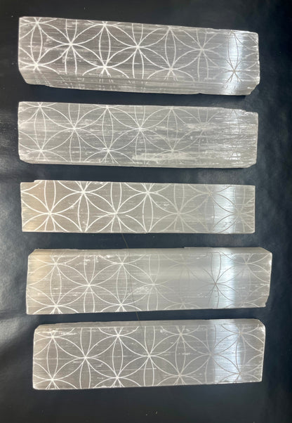 5 SELENITE TREE OF LIFE STICKS SE12